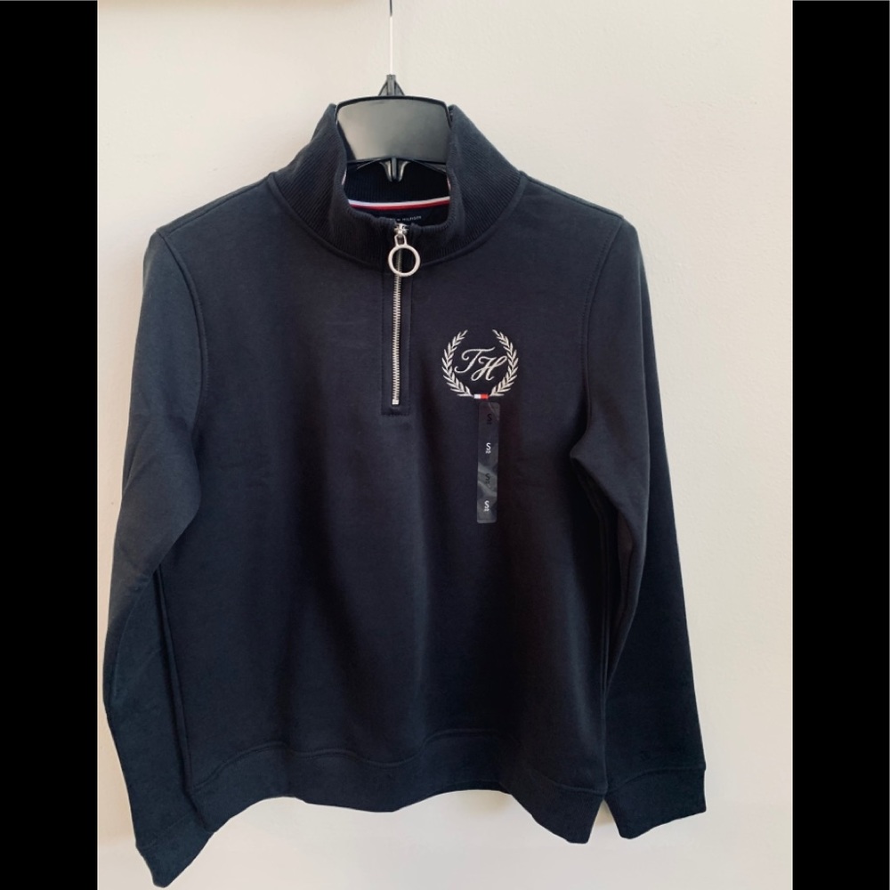 NWT Tommy Hilfiger black half zip pullover jacket